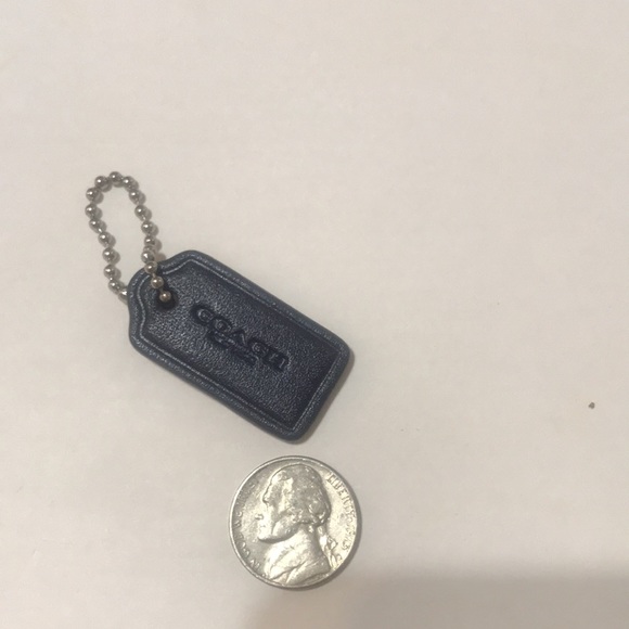 Coach Leather Bag Charm Replacement Logo Dog Tag Ball Chain Navy Blue Mini Small - Picture 12 of 12